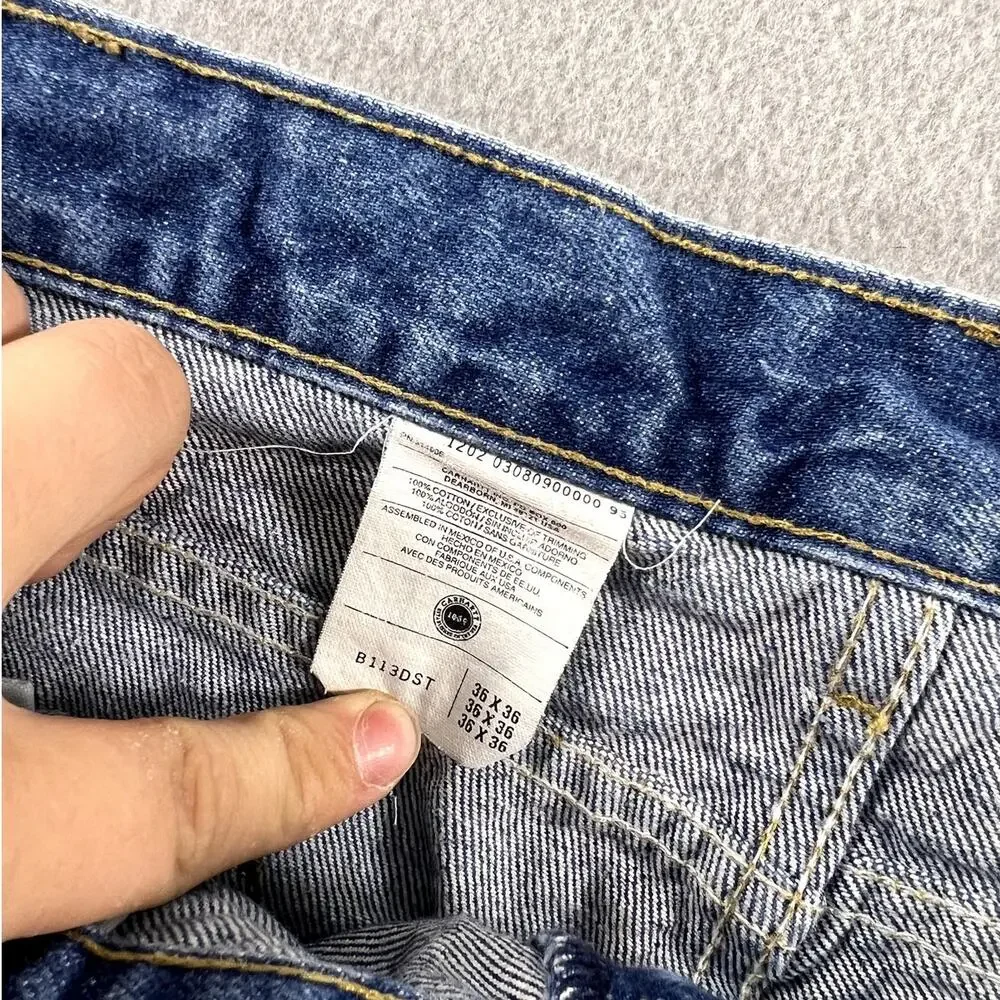Vintage Y2K Carhartt B113DST Relaxed Fit Denim Jeans Dark Stone Mens Size 36x36